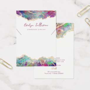 Fuchsia aquamarine opal necklace display card