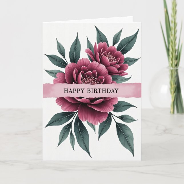 Fuchsia Art Birthday Card (Front)