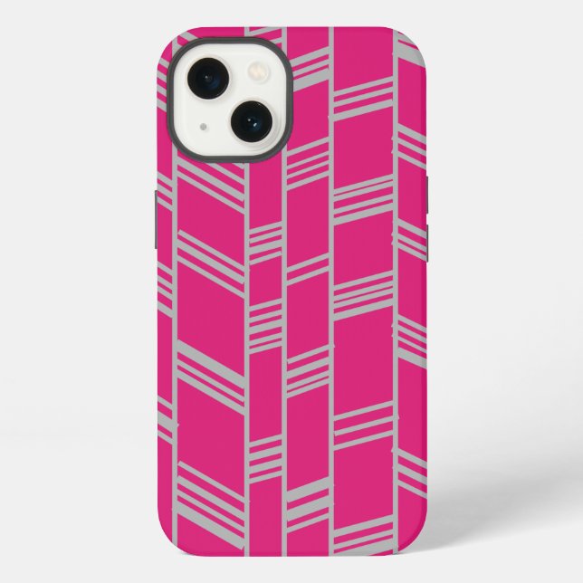 Fuchsia Art Deco Lines  iPhone Case (Back)
