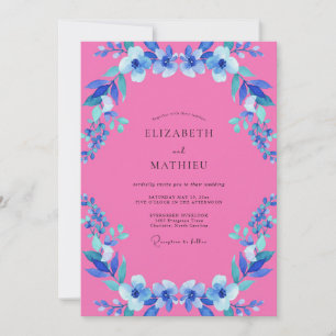 Fuchsia Azure Wildflower Wedding Invitation