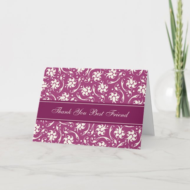 Fuchsia Best Friend Thank You Bridesmaid Card (Front)
