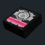 Fuchsia Black and White Damask Wedding Anniversary Gift Box<br><div class="desc">Wedding Black Lacquer Keepsake Custom Designer Personalised Jewellery Box or Memory Box Elegant Unique Wedding Anniversary  Christmas Gifts or Valentines Day Gifts</div>