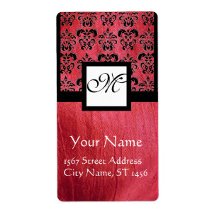 FUCHSIA BLACK PINK SILK DAMASK, SQUARE MONOGRAM
