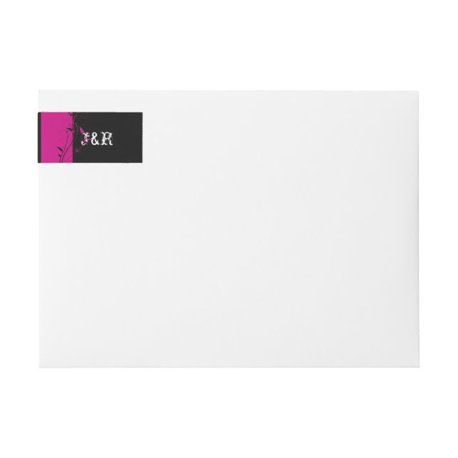 Fuchsia Black Wedding Wrap Around Label (Front)
