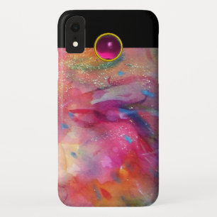 FUCHSIA BLUE ABSTRACT Pink Amethyst Gemstone iPhone XR Case