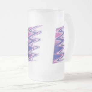 Fuchsia blue gray frosted glass beer mug