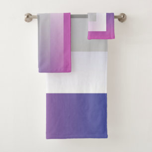 Fuchsia blue grey bath towel set
