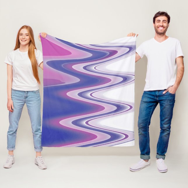 Fuchsia blue grey fleece blanket (In Situ)