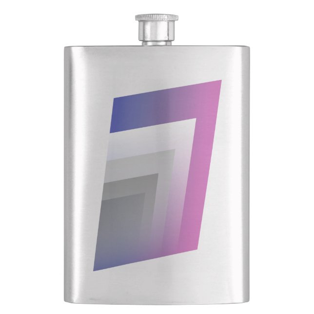 Fuchsia blue grey hip flask (Front)