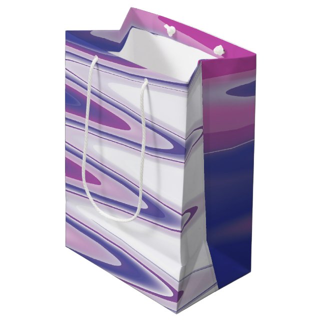 Fuchsia blue grey medium gift bag (Front Angled)
