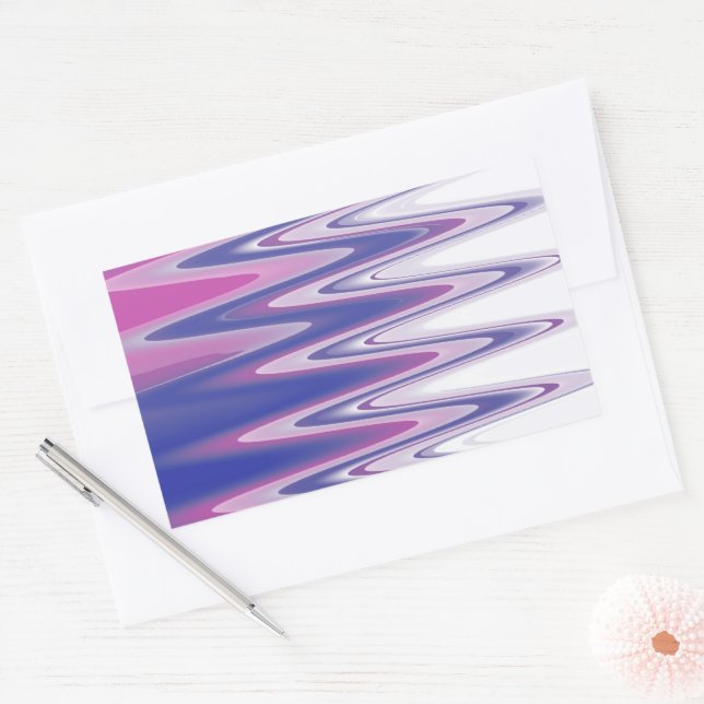 Fuchsia blue grey rectangular sticker (Envelope)