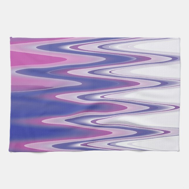 Fuchsia blue grey tea towel (Horizontal)