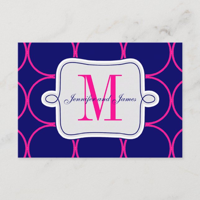 Fuchsia Blue Modern Wedding Reception #2 Enclosure Card (Front)