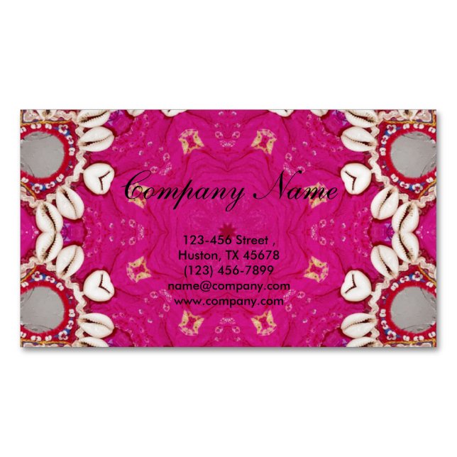 fuchsia bohemian chakra massage therapist Yoga Magnetic Business Card (Front)