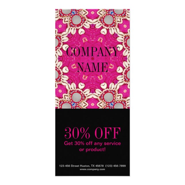 fuchsia bohemian chakra massage therapist Yoga Rack Card (Front)