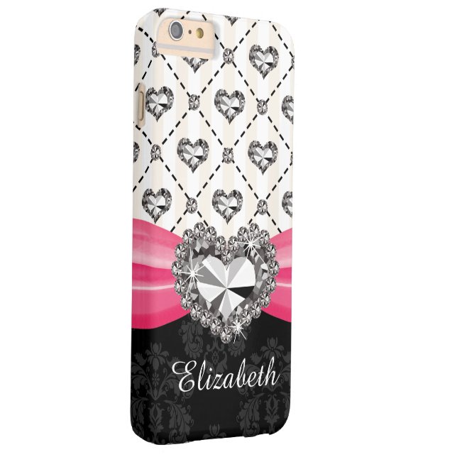Fuchsia Bow Faux Heart Diamond Case-Mate iPhone Case (Back/Right)
