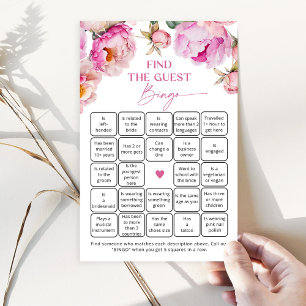 Fuchsia bright peony Find the guest bingo game
