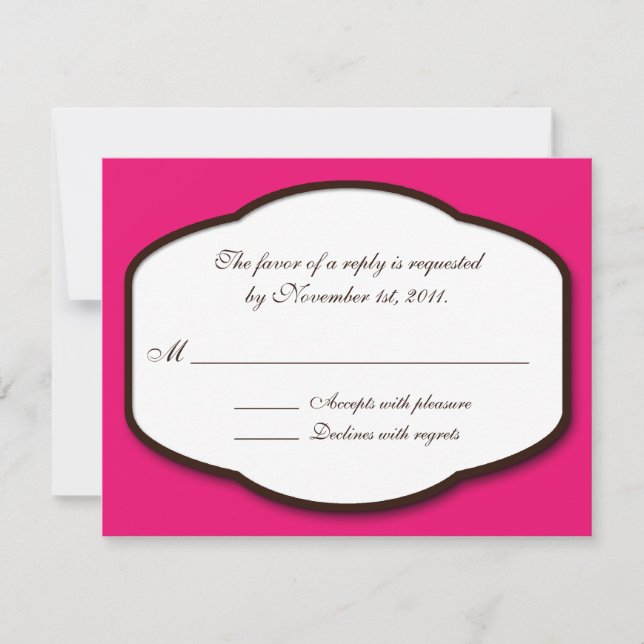 Fuchsia Brown & White Reply / RSVP Cards (Front)