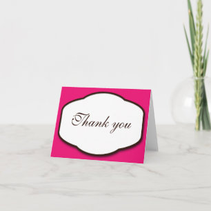 Fuchsia Brown & White Thank You Note Cards