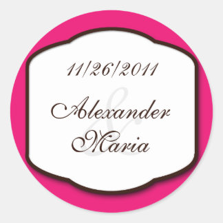 Fuchsia Brown & White Wedding Envelope Seals