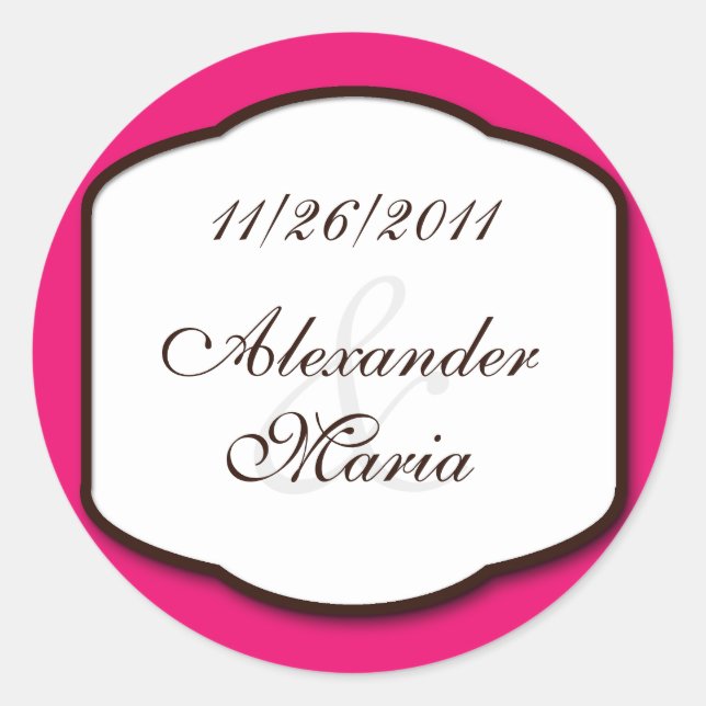 Fuchsia Brown & White Wedding Envelope Seals (Front)