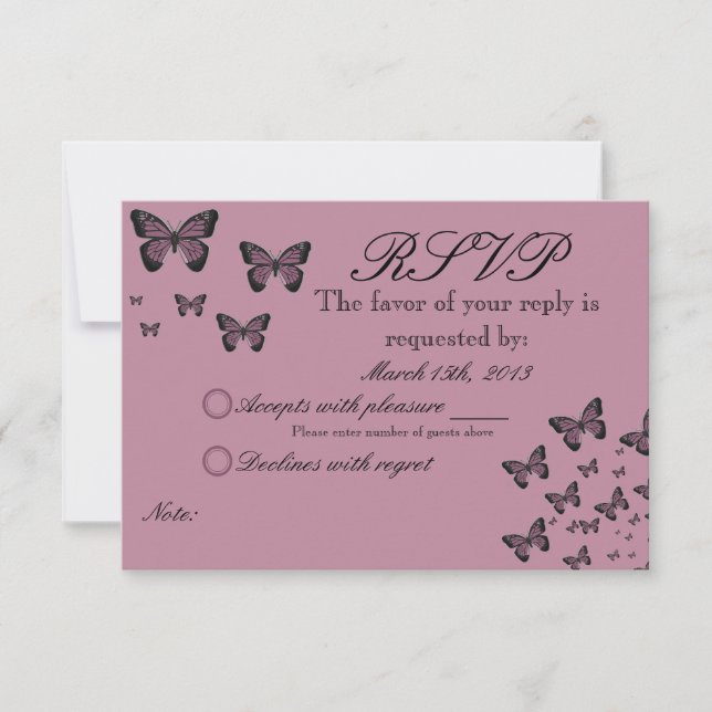 Fuchsia Butterflies RSVP (Front)