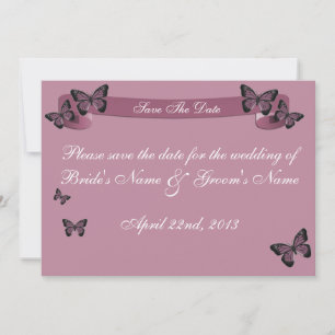 Fuchsia Butterflies Save the Date Invitation