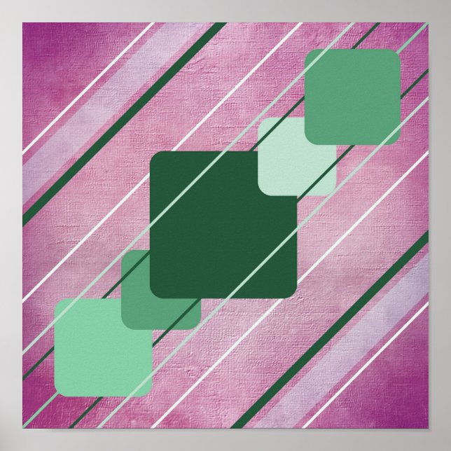 Fuchsia Canvas Green Geometric AP0010 Posters (Front)