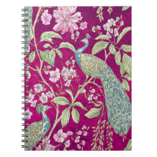 Fuchsia Chinoiserie peacock floral  Notebook