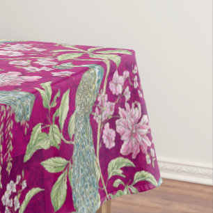Fuchsia Chinoiserie peacock floral  Tablecloth
