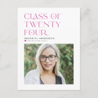 Fuchsia Class of 2024 Modern Minimalist Graduation