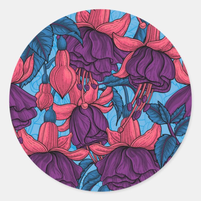 Fuchsia Classic Round Sticker (Front)