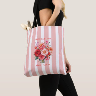 Fuchsia, Coral & Tangerine Coastal Chic Beach Club Tote Bag