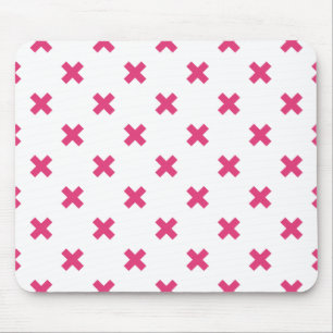 Fuchsia cross stitches on white mouse mat