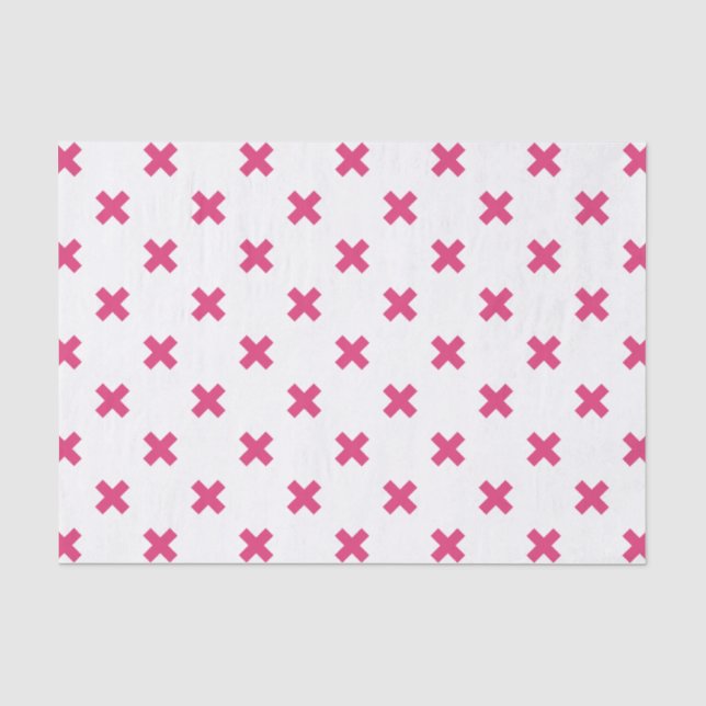 Fuchsia cross stitches on white tissue paper (Front)