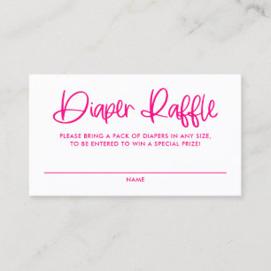 Fuchsia Cute Modern Calligraphy Diaper Raffle Card