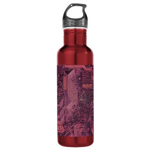 Fuchsia Cyber Circuit Board Tech Art Electronics 710 Ml Water Bottle