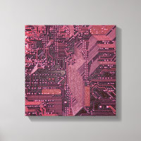 Fuchsia Cyber Circuit Board Tech Art Electronics