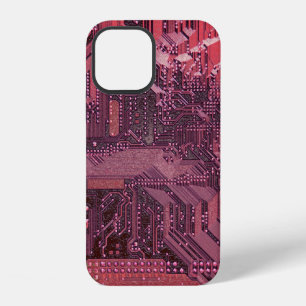 Fuchsia Cyber Circuit Board Tech Art Electronics iPhone 12 Case