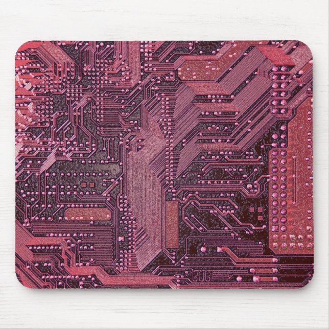 Fuchsia Cyber Circuit Board Tech Electronics Mouse Mat (Front)