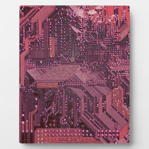 Fuchsia Cyber Circuit Board Tech Electronics Plaque