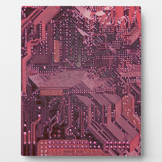 Fuchsia Cyber Circuit Board Tech Electronics Plaque (Front)