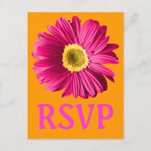 Fuchsia Daisy Flower RSVP Or Custom Invitation Postcard