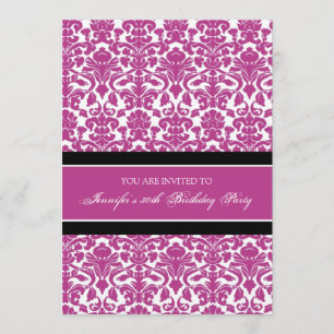 Fuchsia Damask 30th Birthday Party Invitations