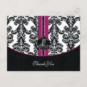 fuchsia damask ThankYou Cards