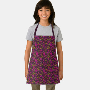 Fuchsia   Dancing Watercolor Daisies Kids Apron