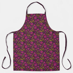 Fuchsia   Dancing Watercolor Daisies Large Apron