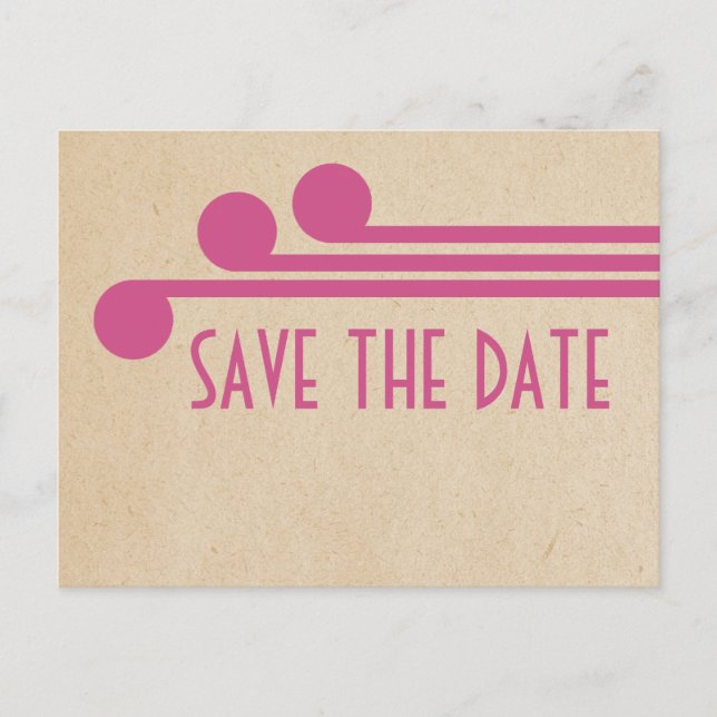 Fuchsia Deco Chic Save the Date Postcard (Front)