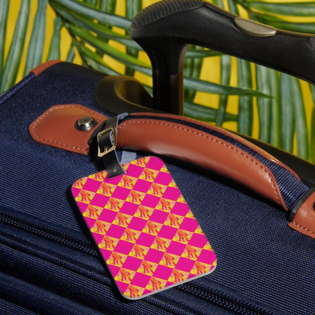 Fuchsia Diamond Luggage Tag (Front Insitu 1)