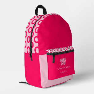 Fuchsia Dots Fantasy Student Monogram Printed Backpack